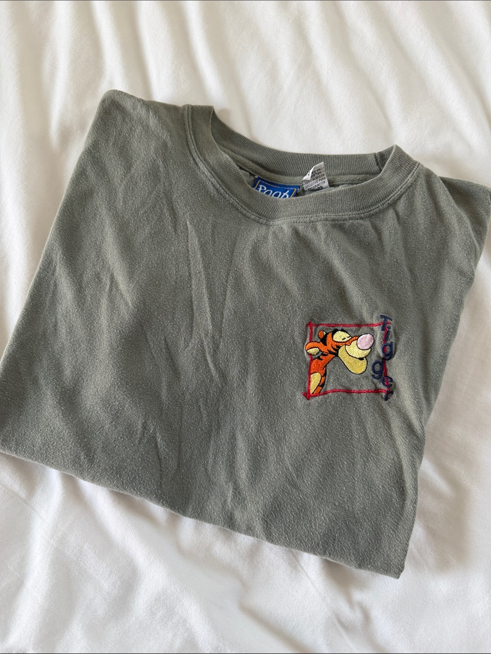 Vintage Tigger Embroidered Shirt Sleeve Tee Large Green Disney Winnie The Pooh
